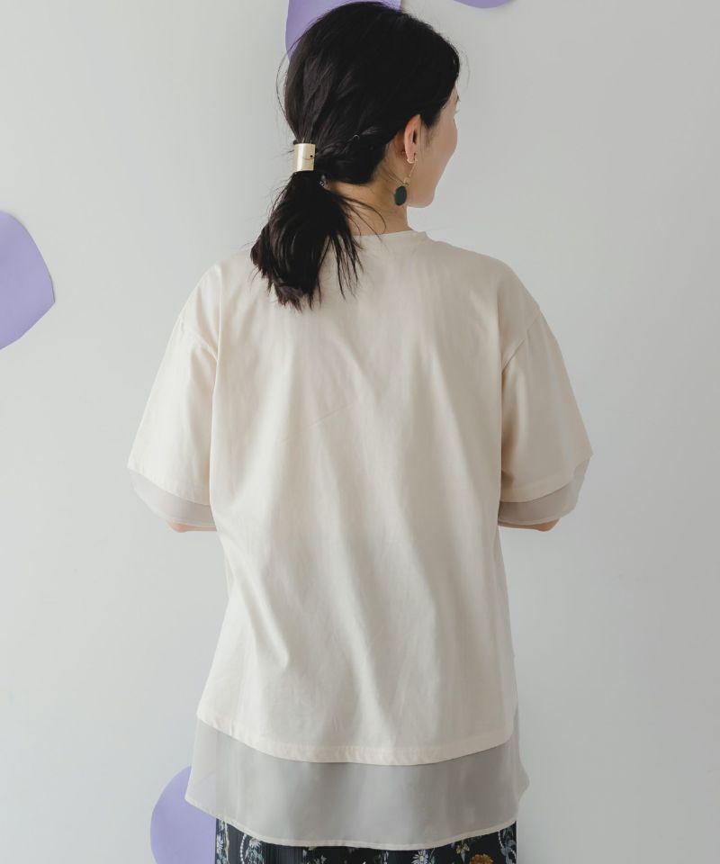 花瓶柄シフォン切替プルオーバー-5