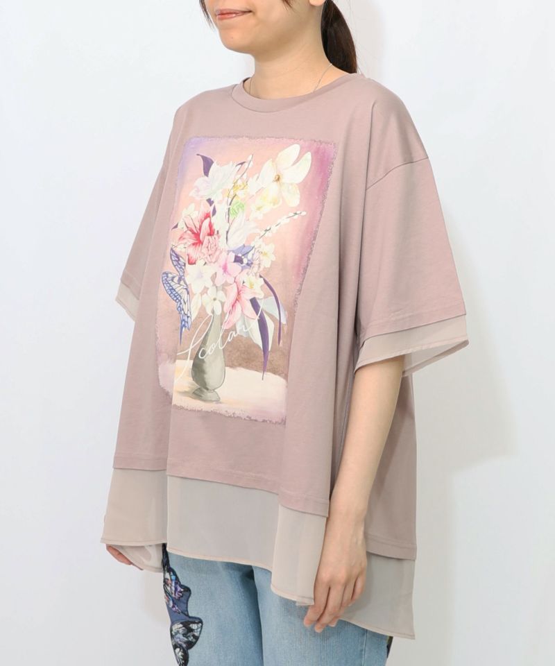 花瓶柄シフォン切替プルオーバー-19