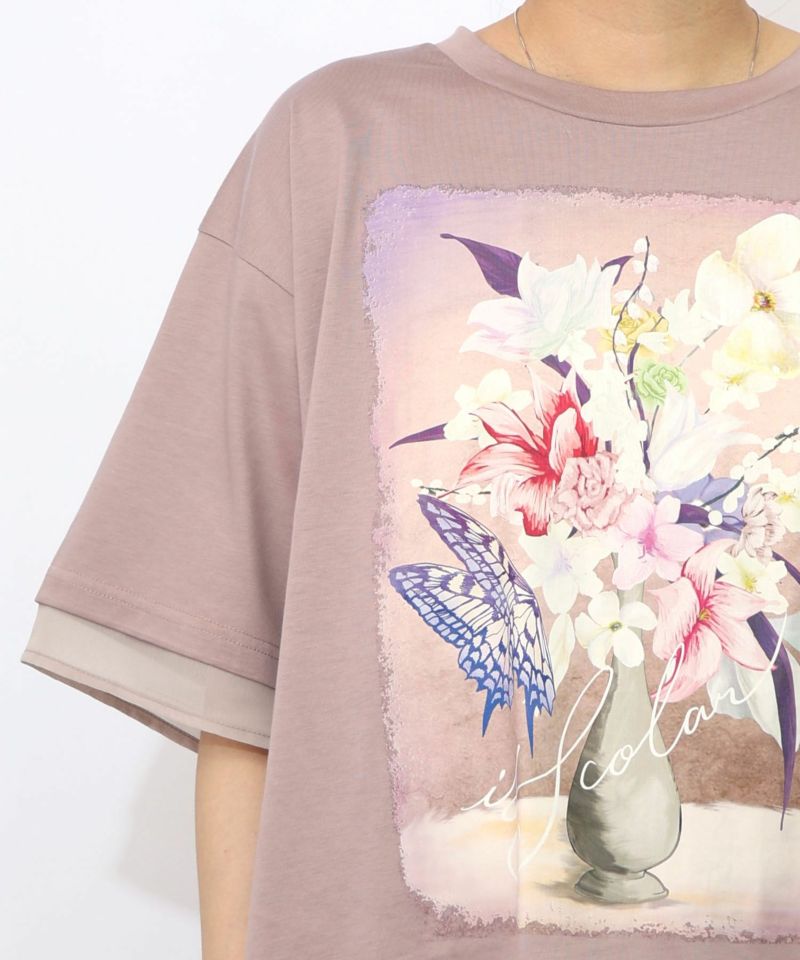 花瓶柄シフォン切替プルオーバー-23