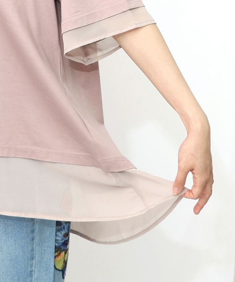花瓶柄シフォン切替プルオーバー-25