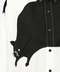 パリティーのねこアップリケ バイカラーシャツ-12