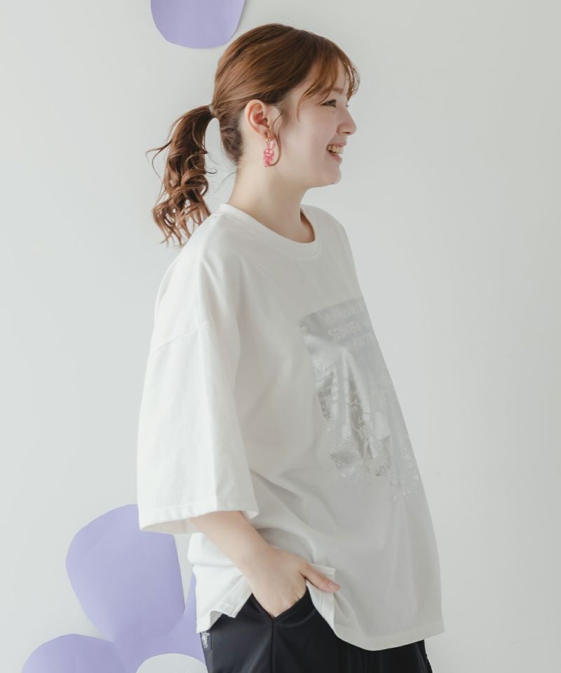 おばけウサギのひび割れ箔プリント 接触冷感Tシャツ-4