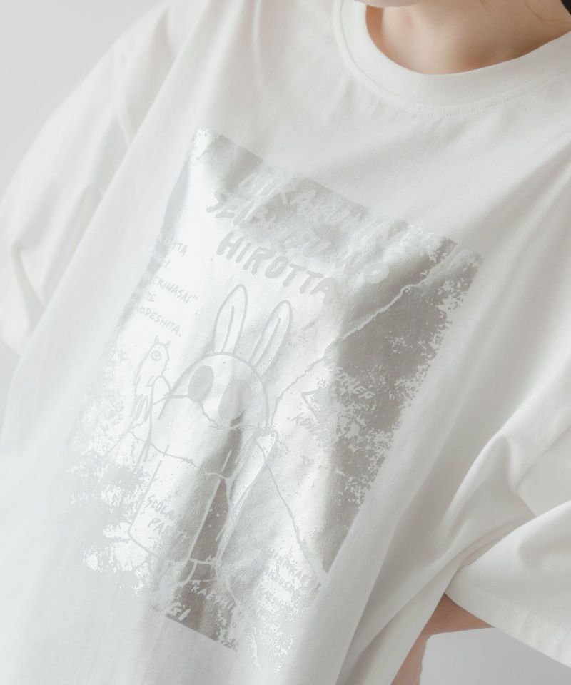 おばけウサギのひび割れ箔プリント 接触冷感Tシャツ-7