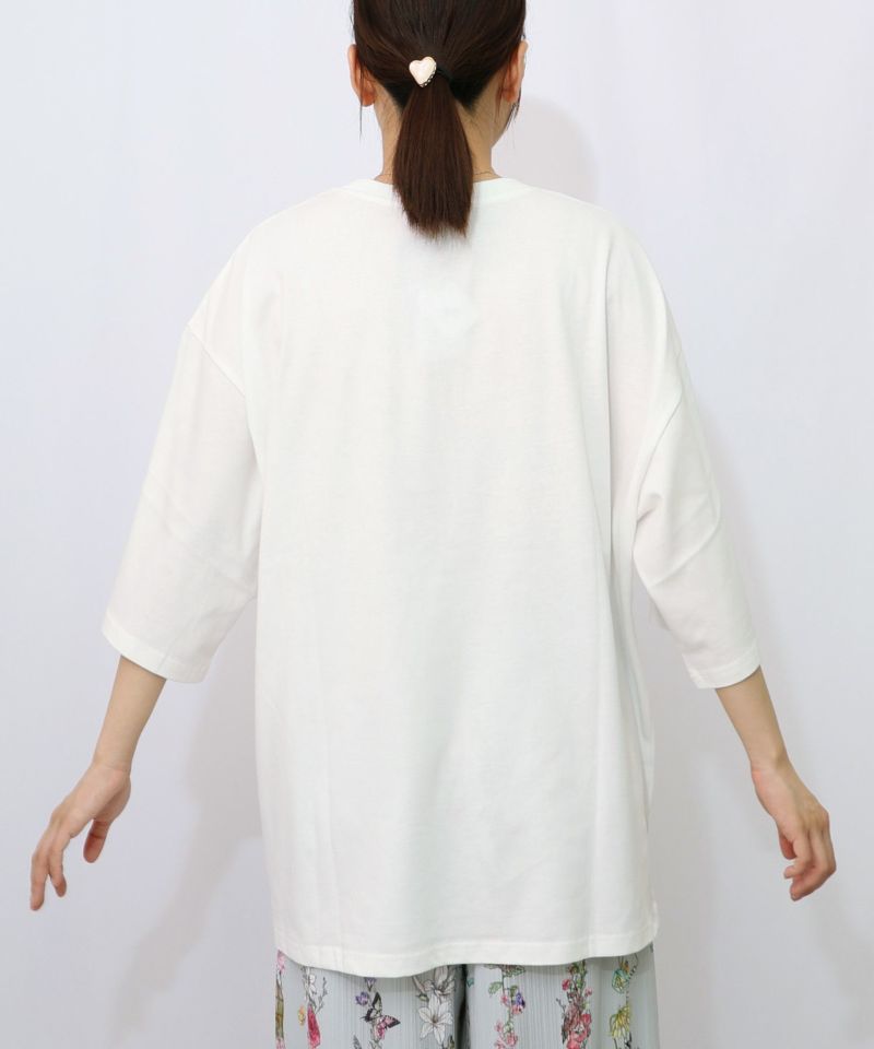 おばけウサギのひび割れ箔プリント 接触冷感Tシャツ-10