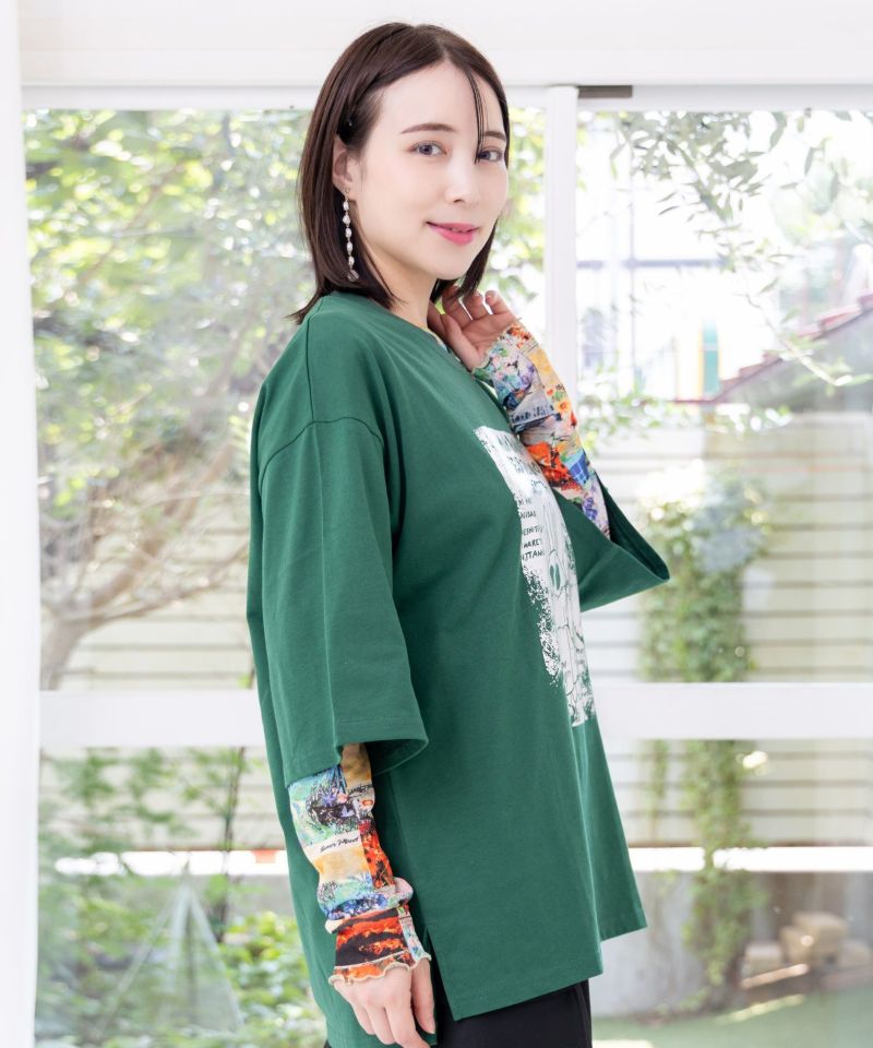 おばけウサギのひび割れ箔プリント 接触冷感Tシャツ-26
