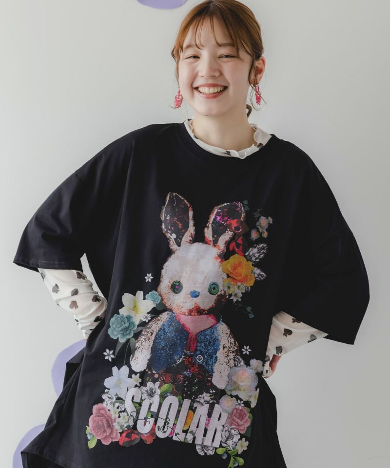 ウサぬい柄レイヤード風 接触冷感チュニック-3