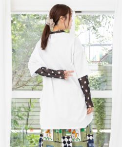 fu−ai★新品★チュニック パネル切替えプリントカットソーチュニック / 大きいサイズ M LL