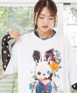 なーさん様ご依頼用 152745：ウサぬい柄レイヤード風 接触冷感チュニックの通販-ScoLar