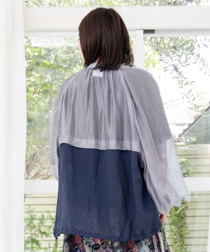 バイカラーシアー切替 虎刺繍ブルゾン-6