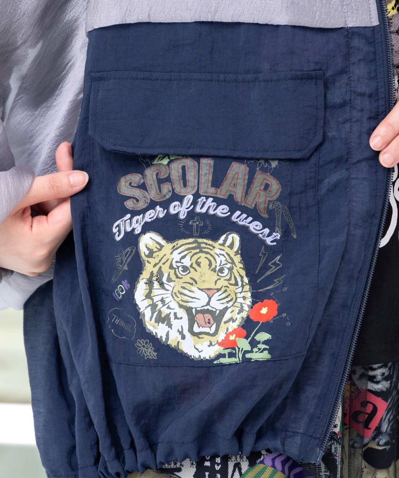 バイカラーシアー切替 虎刺繍ブルゾン-7