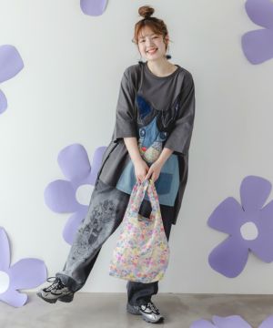 イズスカラー×雅結 蝶 華 刺繍 チュニック L ブラック パープル セール】蝶刺繍シャツチュニック(504449171) | イズ スカラー(iS