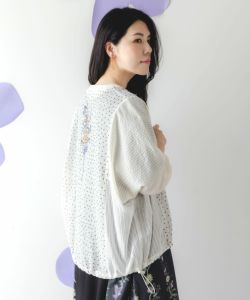 イズスカラーisscolar 552277：花束プリント 異素材切替カーディガン 552277：花束プリント 異素材切替カーディガンの通販-ScoLar