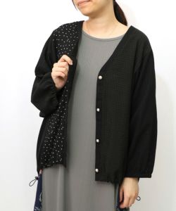 iS ScoLar 552277：花束プリント 異素材切替カーディガン 552277：花束プリント 異素材切替カーディガンの通販-ScoLar