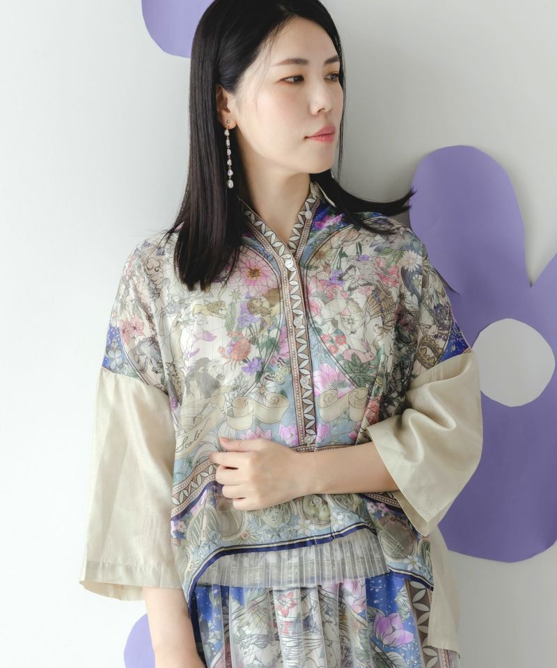 星座柄切替シアーシャツ-1