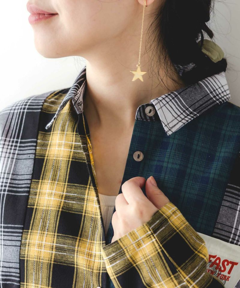 スカ子の朝食柄 2WAYチェック柄シャツワンピース-7