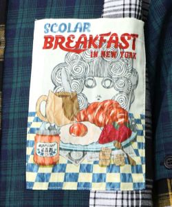 スカ子の朝食柄 2WAYチェック柄シャツワンピース-20