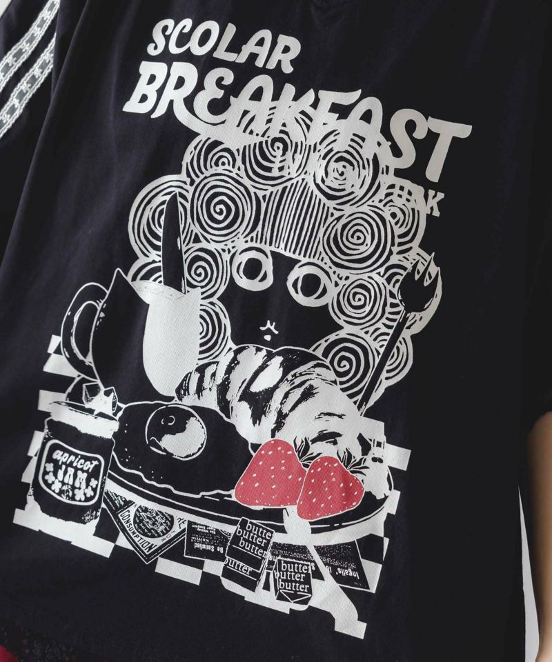 スカ子の朝食柄 レース×スポーティTシャツ-6