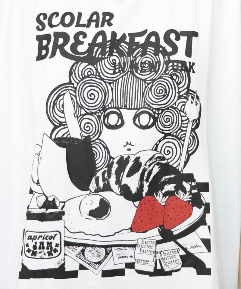 スカ子の朝食柄 レース×スポーティTシャツ-11