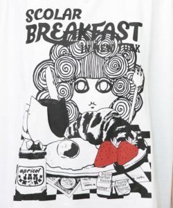 スカ子の朝食柄 レース×スポーティTシャツ-11