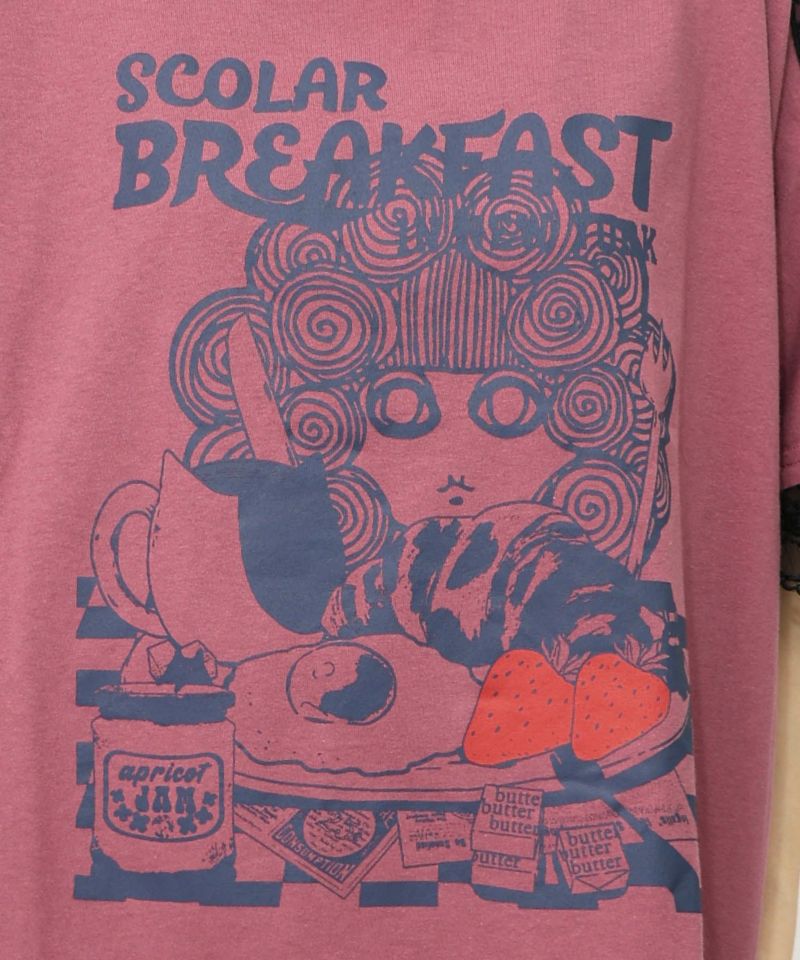 スカ子の朝食柄 レース×スポーティTシャツ-19