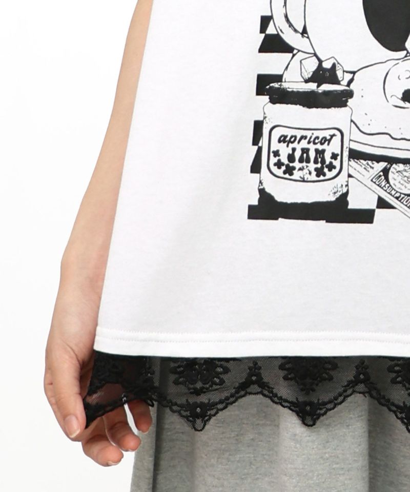 スカ子の朝食柄 レース×スポーティTシャツ-24
