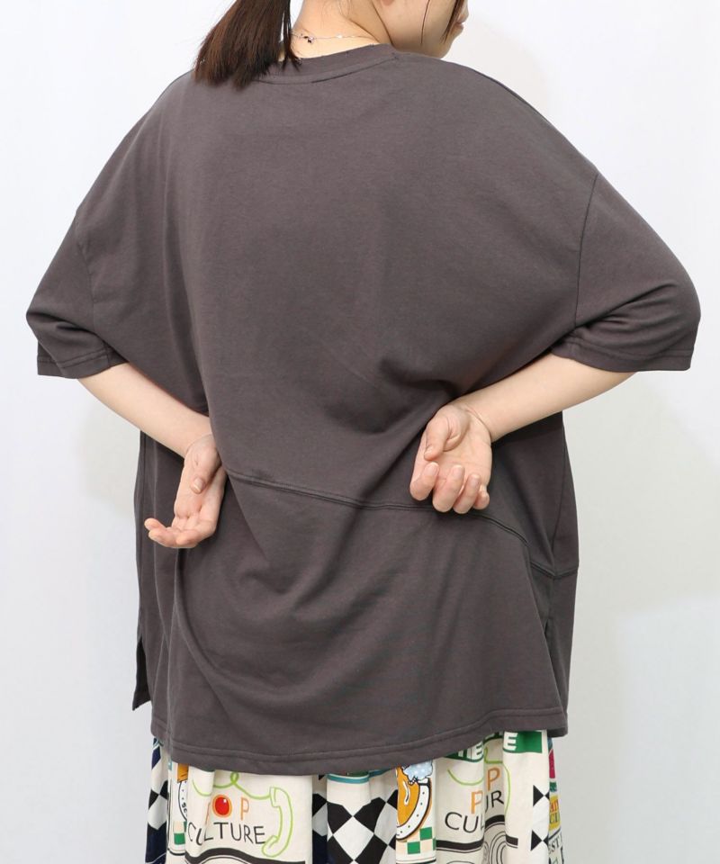 スカラーロゴ柄 リメイク風Tシャツ-9