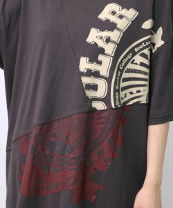 スカラーロゴ柄 リメイク風Tシャツ-10