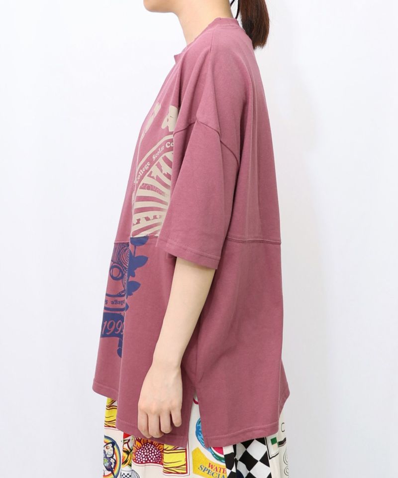 スカラーロゴ柄 リメイク風Tシャツ-12