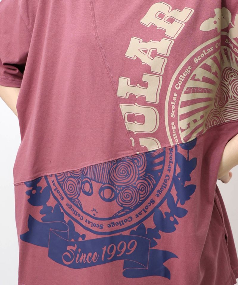 スカラーロゴ柄 リメイク風Tシャツ-14
