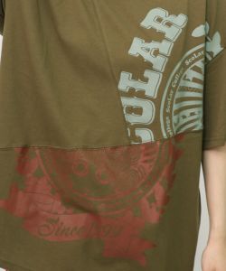 スカラーロゴ柄 リメイク風Tシャツ-18