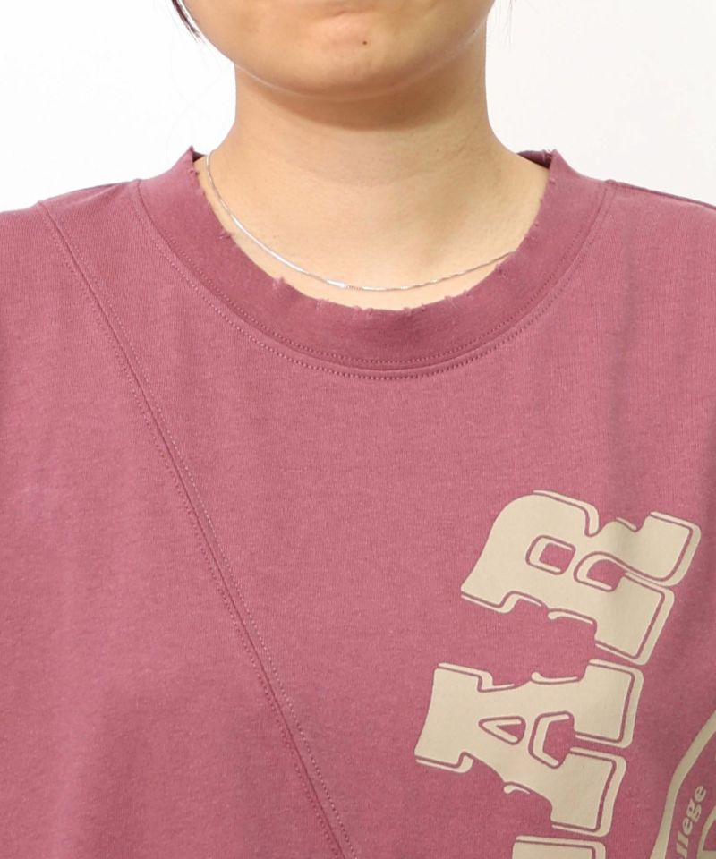 スカラーロゴ柄 リメイク風Tシャツ-19