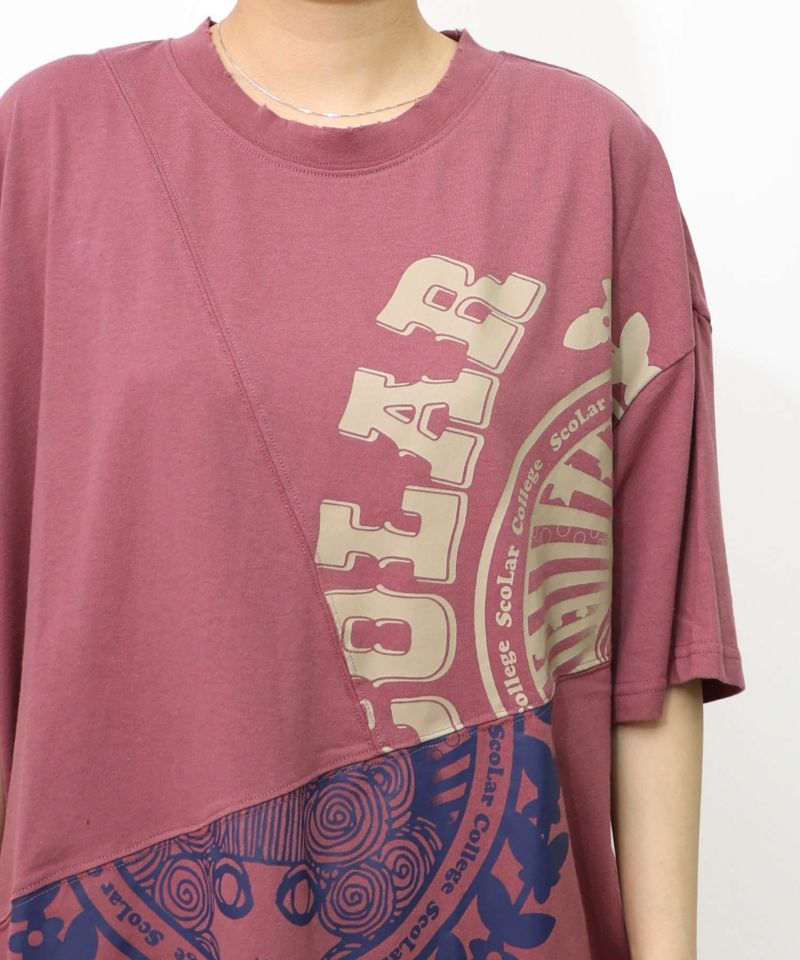 スカラーロゴ柄 リメイク風Tシャツ-20