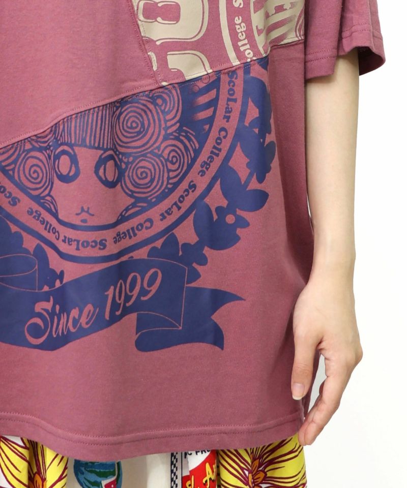 スカラーロゴ柄 リメイク風Tシャツ-21