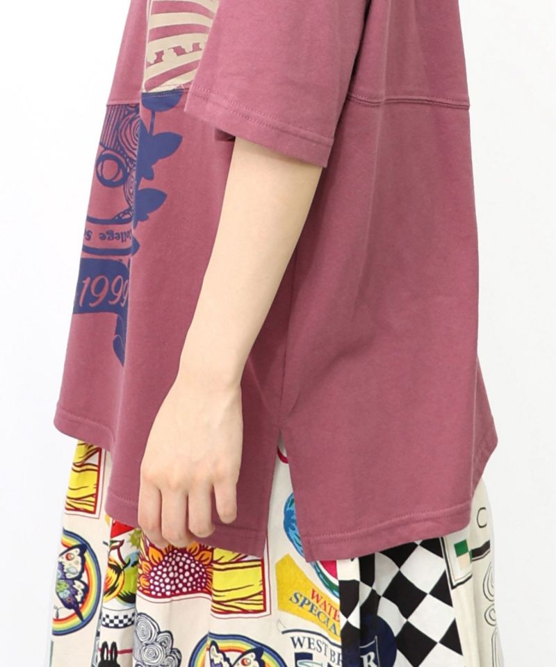 Tシャツ 新作 ScoLar スカラー 152752 スカラーロゴ柄 リメイク風Tシャツ トップス カジュアル ガーリー レトロ 原宿系 個性的 ポイント ScoLar Tシャツ 新作 スカラー 152752 スカラーロゴ柄 リメイク