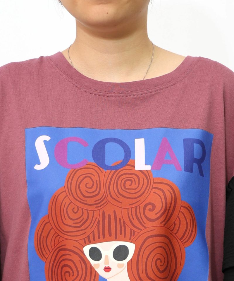 ネコと女の子アート柄 ボリューム袖Tシャツ-19