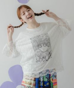 ScoLar - Scolar  133603 レース×チュール ドットアップリケプルオーバー スカラー ScoLar レース×チュール ドットアップリケプルオーバー