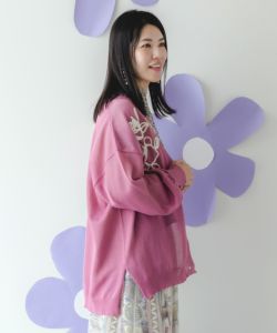 00's PURPLE期UNDERCOVER薔薇刺繍パイピングカーディガン裏原 AMBIDEX Store △数字刺繍 Vカーディガン(F ピンク): l'atelier