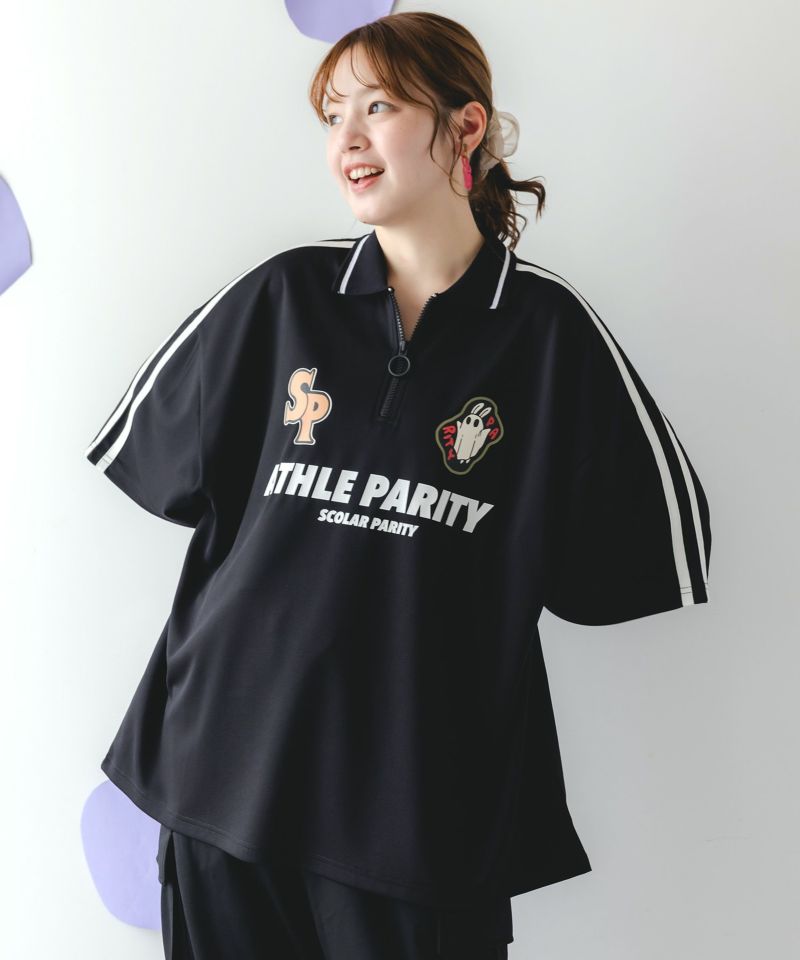 ハーフジップユニフォームTシャツ-1