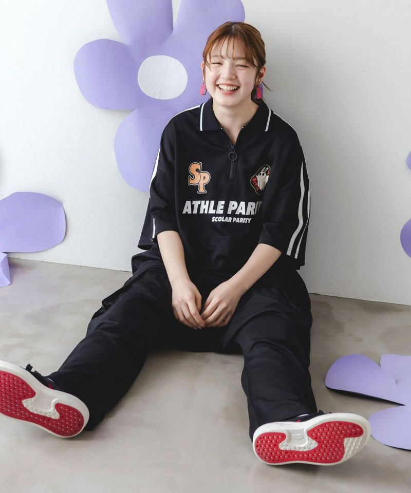 ハーフジップユニフォームTシャツ-3
