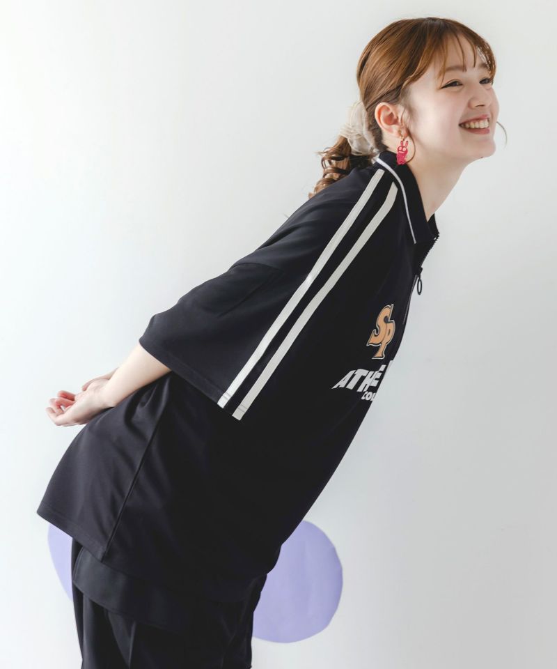 ハーフジップユニフォームTシャツ-4