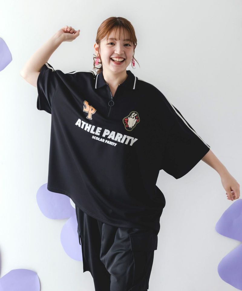 ハーフジップユニフォームTシャツ-7