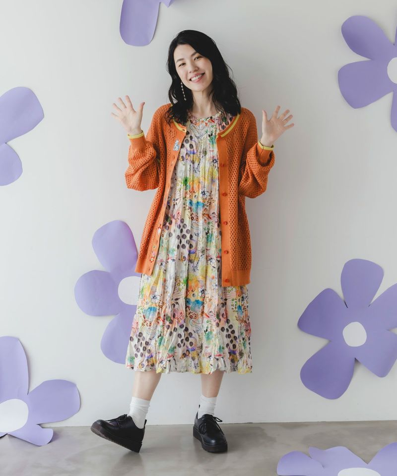 ぷりけつキノコ刺繍 2WAYメッシュニットカーデ-2