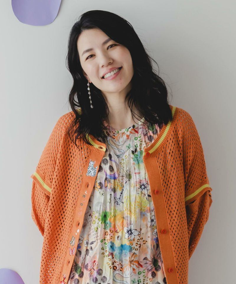 ぷりけつキノコ刺繍 2WAYメッシュニットカーデ-4