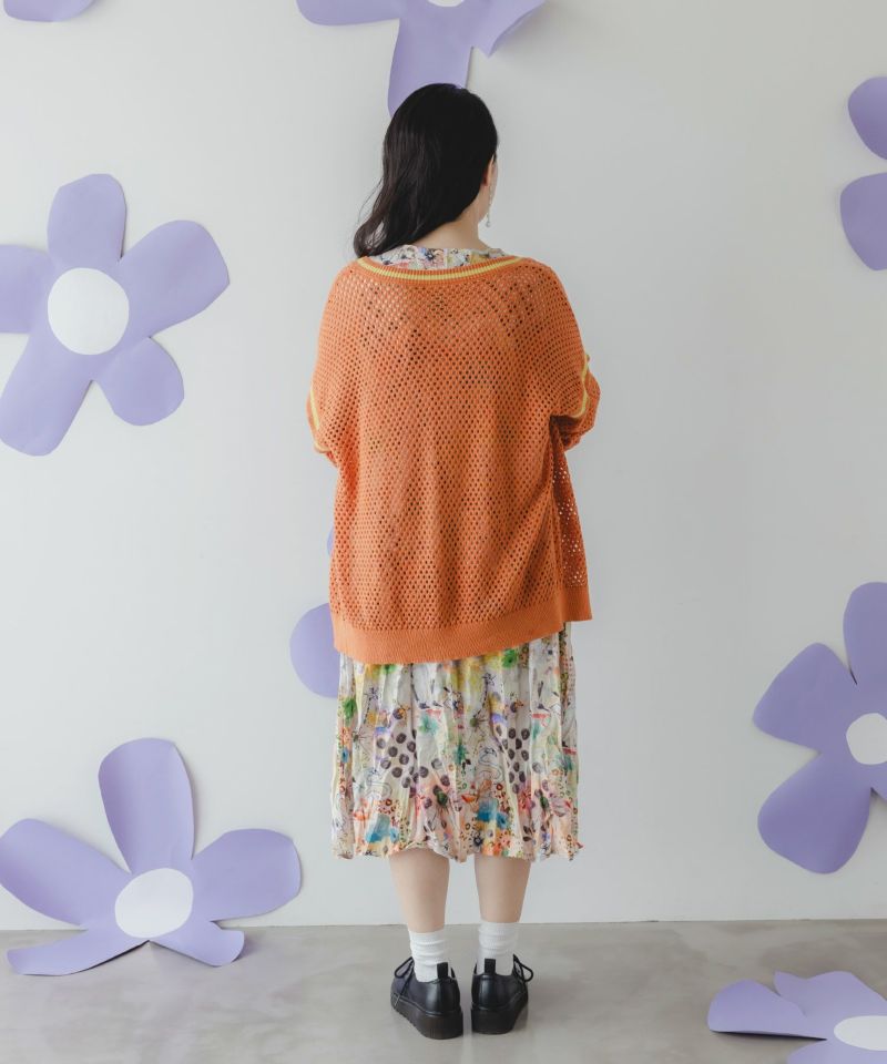 ぷりけつキノコ刺繍 2WAYメッシュニットカーデ-6