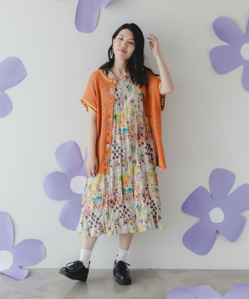 ぷりけつキノコ刺繍 2WAYメッシュニットカーデ-10
