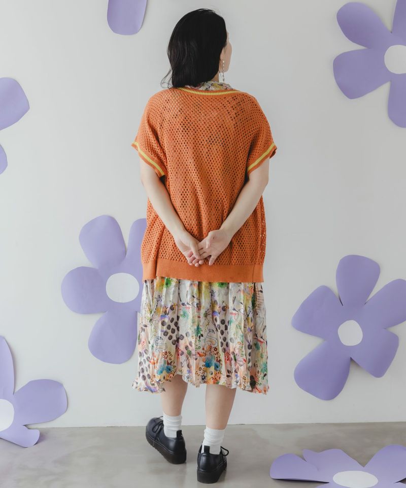 ぷりけつキノコ刺繍 2WAYメッシュニットカーデ-11