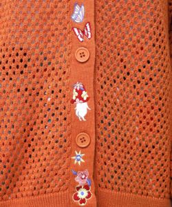 ぷりけつキノコ刺繍 2WAYメッシュニットカーデ-21