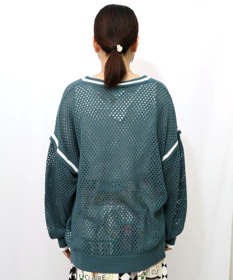 ぷりけつキノコ刺繍 2WAYメッシュニットカーデ-24