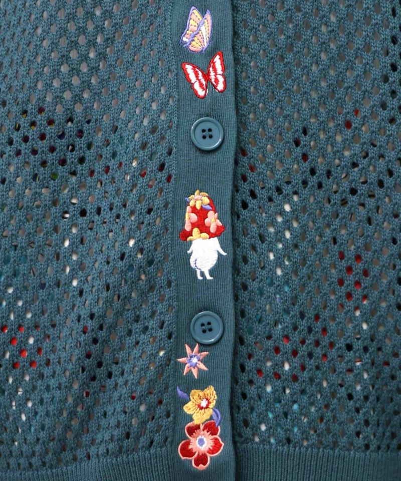 ぷりけつキノコ刺繍 2WAYメッシュニットカーデ-26