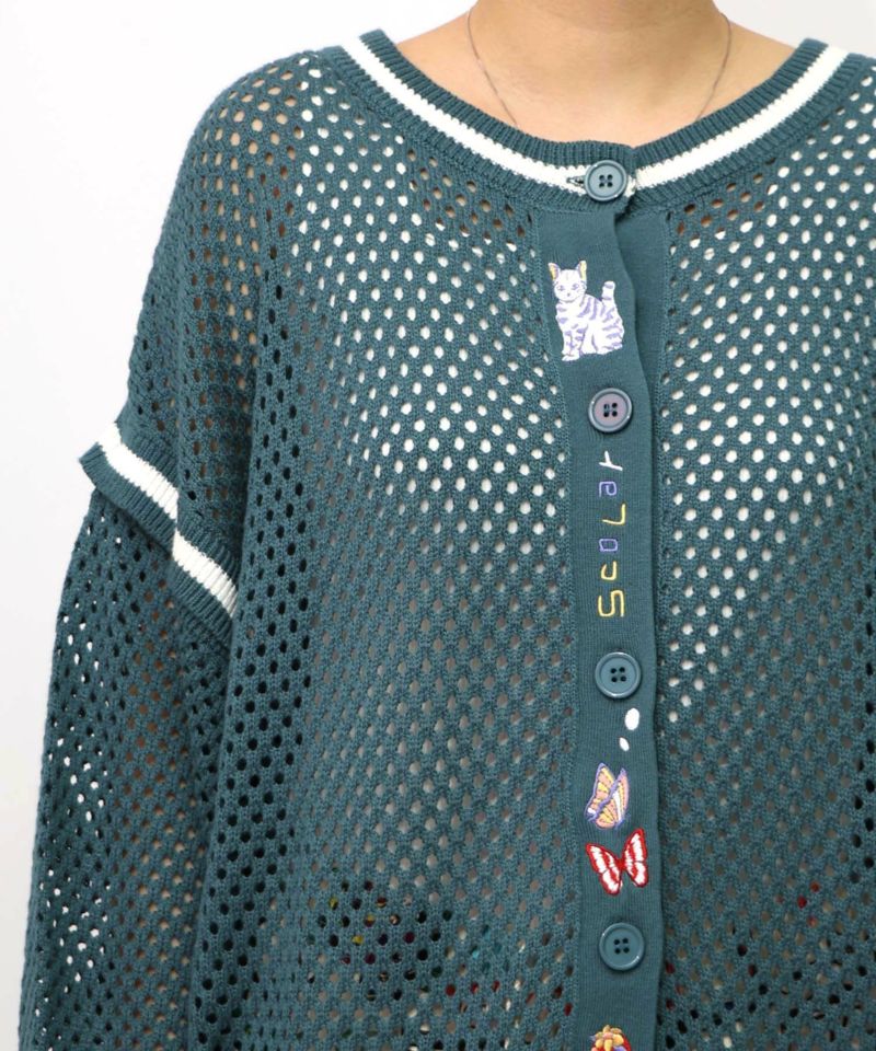 ぷりけつキノコ刺繍 2WAYメッシュニットカーデ-28